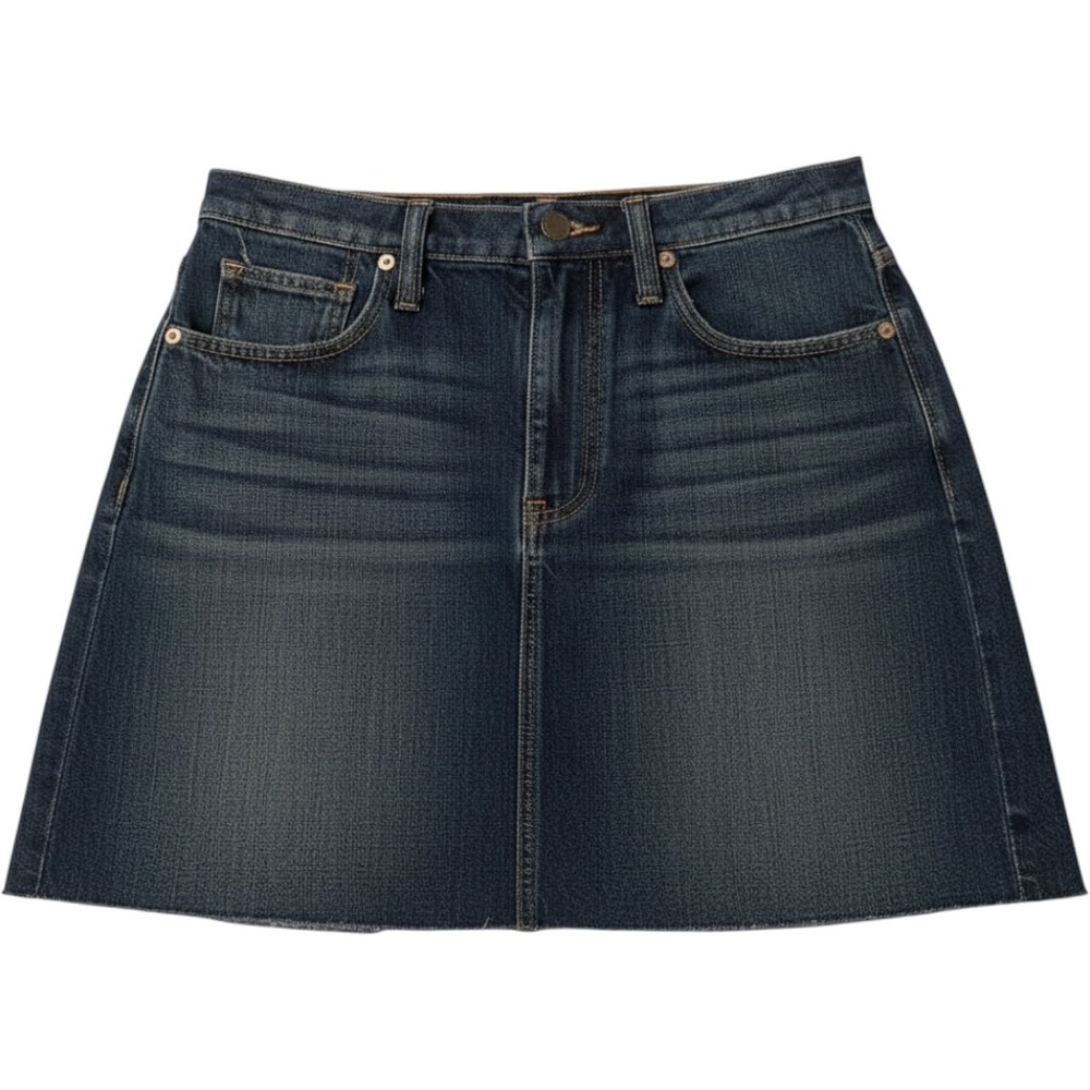 Madewell Denim Skirt‎ Womens 26 Blue Mini High Rise Raw Hem Distressed Dark Wash